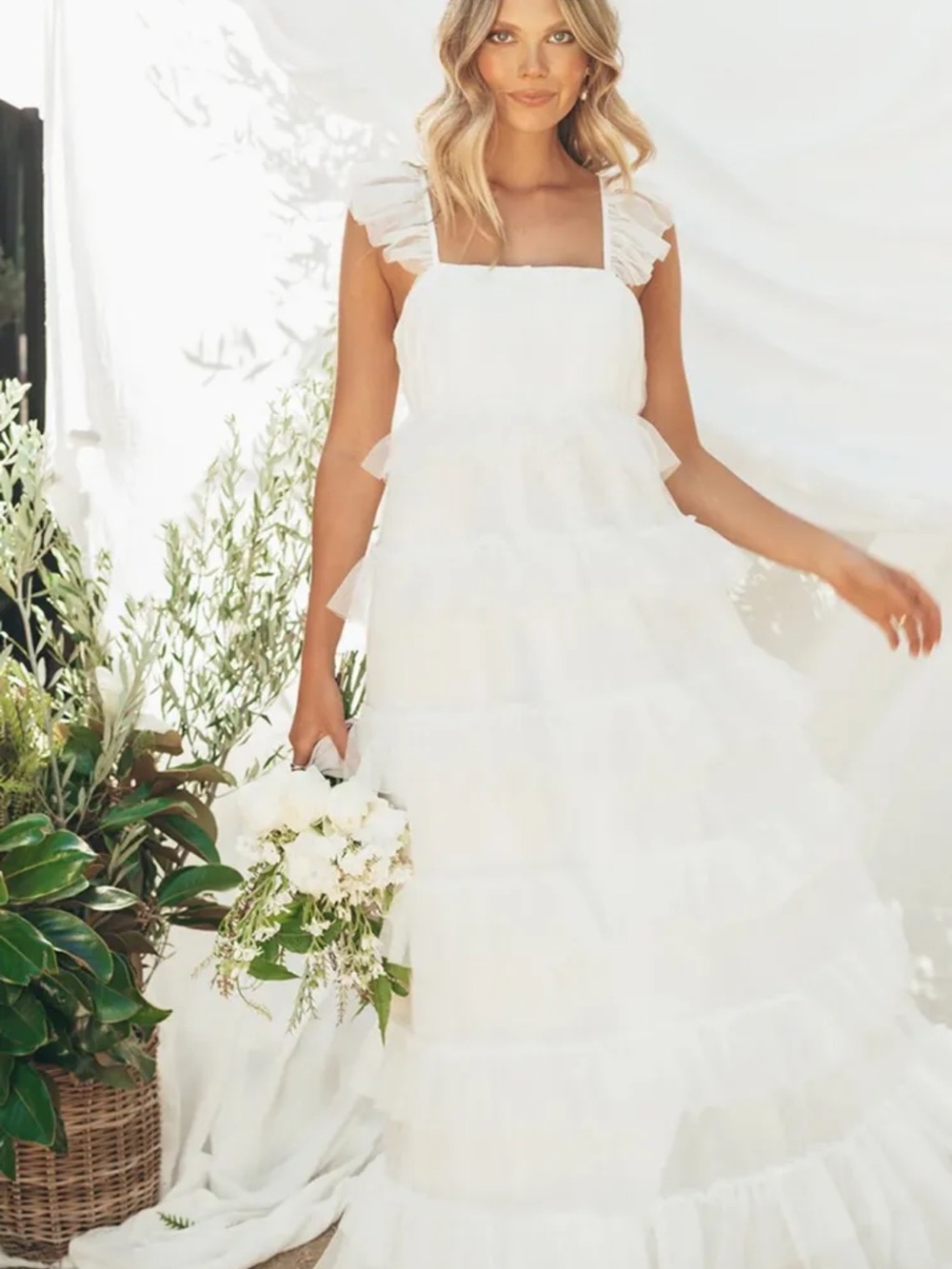 Show Me Your MuMu Fairytale Maxi Dress White Ruffled Tiered Maxi Dress
